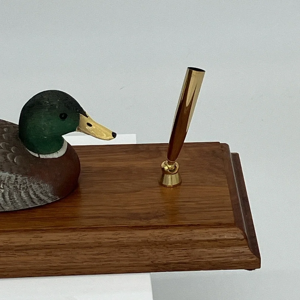 Vtg Duck Bird Fountain Dual Pen Desktop Holder Old Money Heritage Library‎